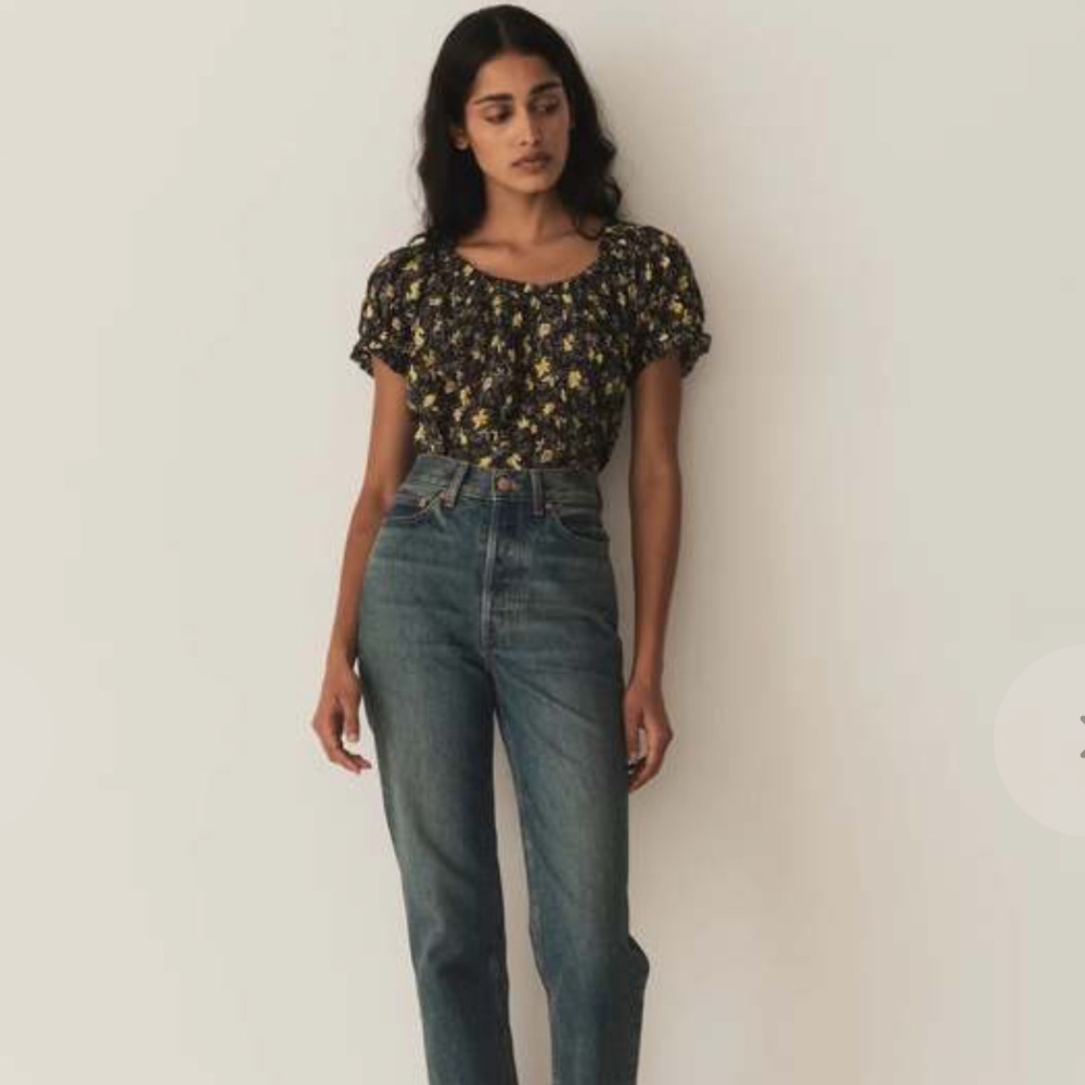 Dôen Frederica top noir winding blossoms xsmall